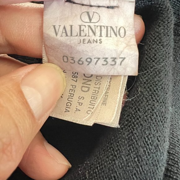 $1195 Authentic VALENTINO Jeans Made in ITALY Men's Black V-Neck Sweaters Sz.XL - Picture 8 of 14